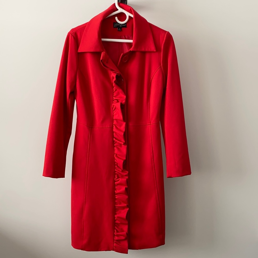 Eden Court Long Red Medium Weight Coat